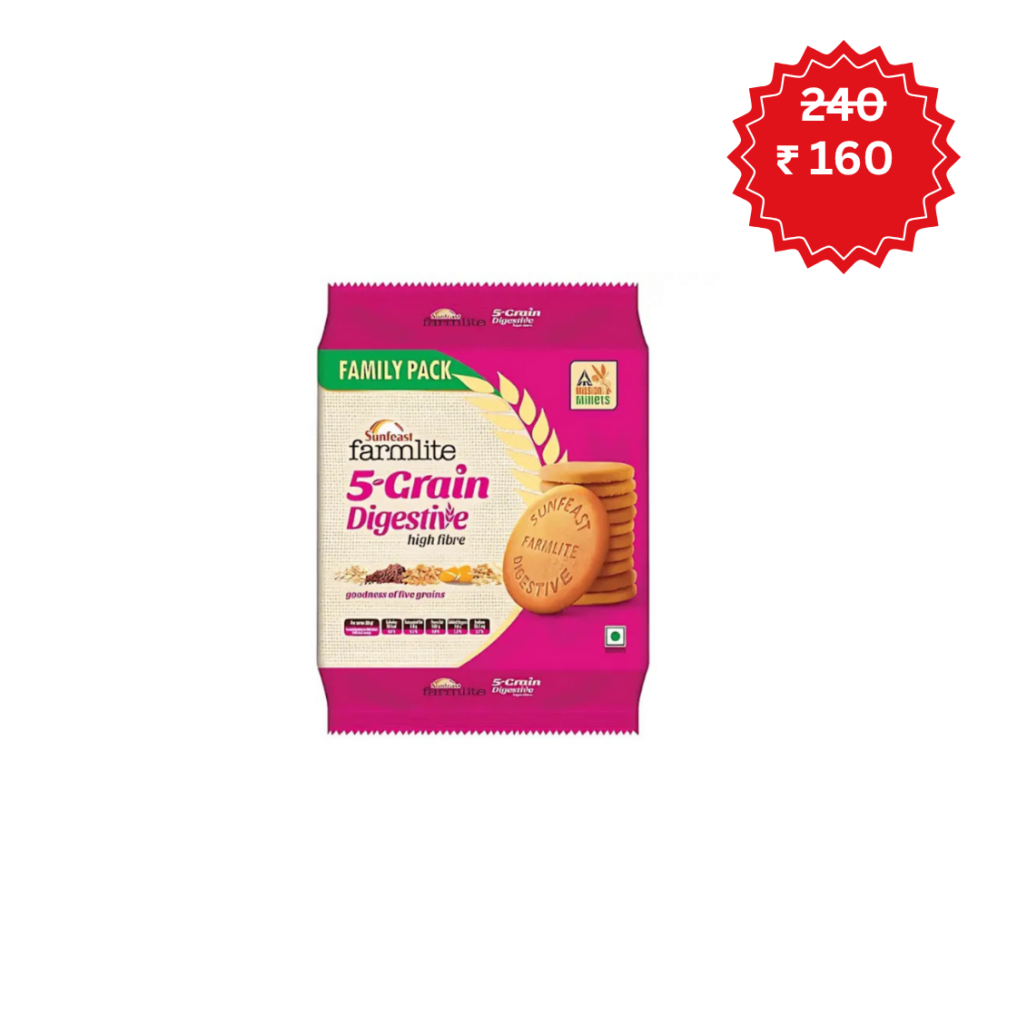 sunfeast farmlite 5-grain digestive high fibre biscuits 800 gm Mrp -₹  240
